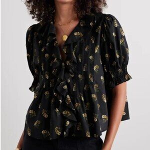 Henri Floral Ruffle Blouse in Buttercup - XS